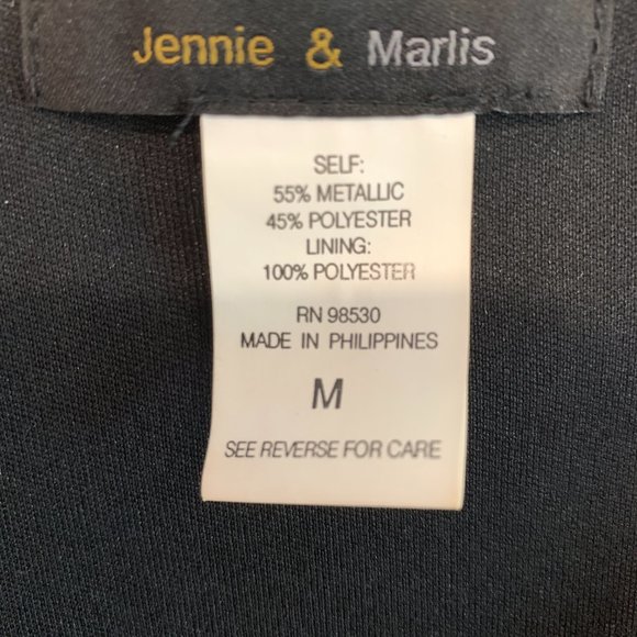 Jennie & Marlis Sleeveless Layered Metallic Top HiLo Black Dark Blue V-Neck Sz M - Picture 4 of 8